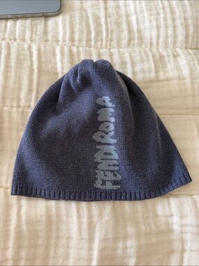 Fendi Kids Navy Blue Knit Beanie with Light Gray Logo One Size fits up to 5T